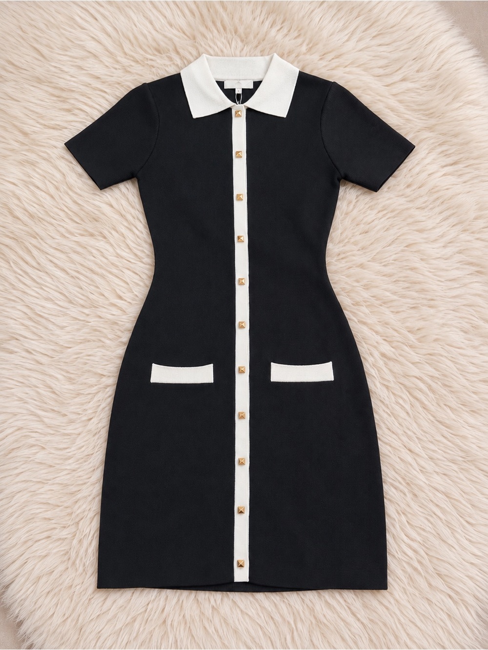 Meshki Seema Contrast Mini Dress - Black/White.